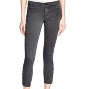J Brand Suvi Distressed Chrome Button Hem Utility Crop Stretch‎ Jeans Womens 28